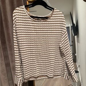 Show me your mumu brown and cream striped knit sweater